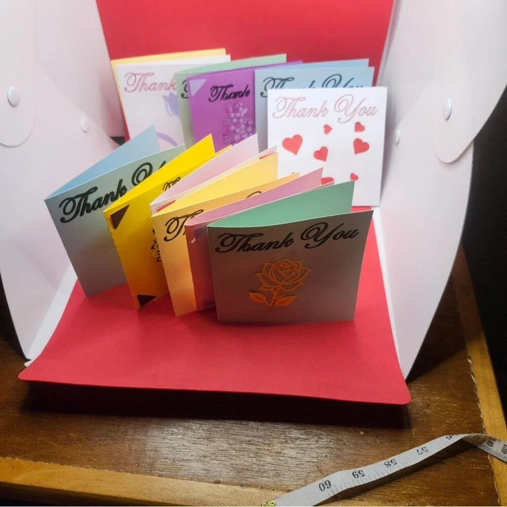 Hand Crafted Colorful Thank You Cards Set of 12